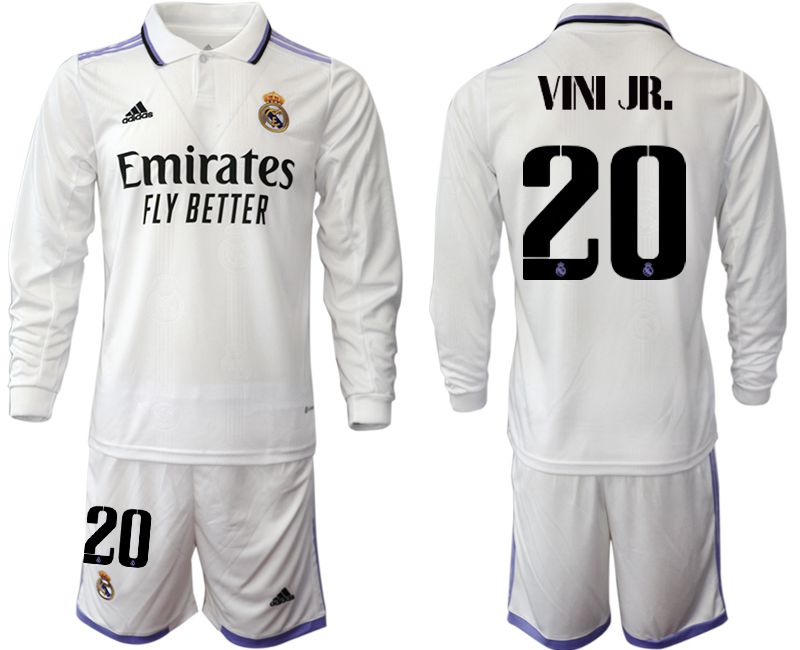 Men 2022-2023 Club Real Madrid home long sleeve white #20 Soccer Jersey